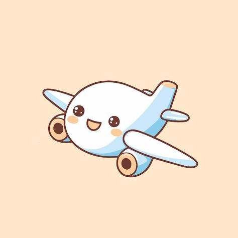 Cute cartoon airplane vector illustratio... | Premium Vector #Freepik #vector #plane #aircraft #airplane #aeroplane Cartoon Airplane Drawing, Cute Airplane Drawing, Aeroplane Drawing, Airplane Vector Illustration, Cartoon Helicopter, 333 Wallpaper, Plane Cartoon, Airplane Cartoon, Cute Airplane