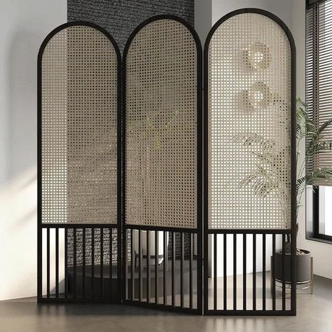 🌿 Partition Screens: Creating Stylish & Functional Spaces 🌿 Partition screens are more than just room dividers — they offer a unique way to bring texture, style, and flexibility to any space. Introducing our Arched Shape Rattan Solid Wood Screen, a perfect mix of natural elegance and craftsmanship. With its arched design and handcrafted rattan detail, making it a versatile décor piece that elevates your space with a touch of organic beauty. Tap 👆 to support us and join our community 👥 for e... Rattan Partition, Rattan Craft, Partition Walls, Master Design, Shoe Rack Living Room, Full Length Mirror Wall, French Elegance, Basket Lighting, Entryway Console Table