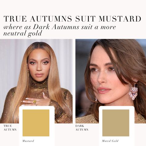 True Autumn VS Dark Autumn comparison. What are the differences between these Autumn sub-seasons?⁠ ⁠ #coloranalysis #colouranalysis #autumnpalette #trueautumn #darkautumn #coloranalyst⁠ Warm Autumn Vs Deep Autumn, True Autumn Color Combinations, Autumn Color Combinations, True Autumn Outfits, True Autumn Color Palette, Deep Autumn Makeup, Season Analysis, Deep Autumn Palette, Autumn Dark