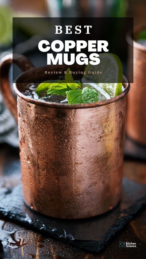 Why are Moscow Mule and other cocktails best served in copper mugs? Well, copper can heighten the fizziness of ginger beer, vodka, and lime. Not to mention, it is a versatile and conductive material for retaining cold temperatures. Apart from its practical benefits, a good copper mug is also a stylish component of any drinking experience. Get yourself this charming drinking accessory and check out our list of the best copper mugs. Copper Cup, Kitchen Science, Copper Mug, Copper Moscow Mule Mugs, Copper Vessel, Copper Cups, Cocktail Cup, Copper Mugs, Drinking Accessories