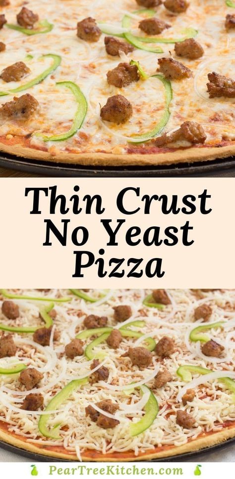 Pizza Crust Without Yeast, No Yeast Pizza Dough Recipe, Yeast Pizza Dough Recipe, Yeast Pizza Dough, Pizza Crust Recipe Easy, Quick Pizza Dough, Easy Pizza Crust, No Yeast Pizza Dough, Crispy Pizza Crust