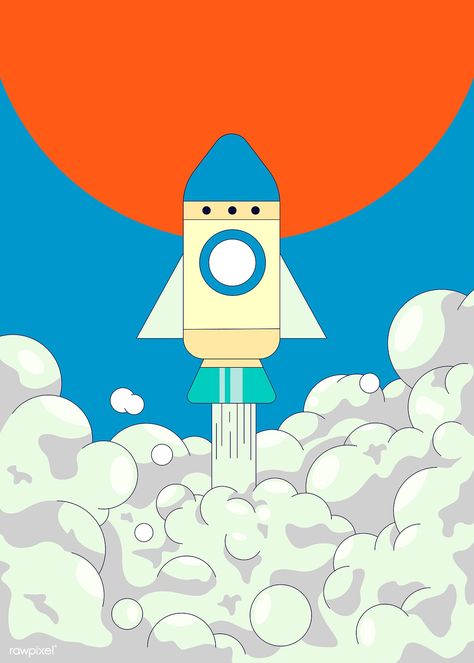 Startup rocket ship poster vector | premium image by rawpixel.com / Te #vector #vectoart #digitalpainting #digitalartist #garphicdesign #sketch #digitaldrawing #doodle #illustrator #digitalillustration #modernart #logo #rocket Cartoon Rocket Ship, Cute Rocket Illustration, Rocket Animation, Rocket Graphic Design, Rocket Poster, Rocket Illustration, Rocket Cartoon, Rocket Vector Illustration, Environment Reference