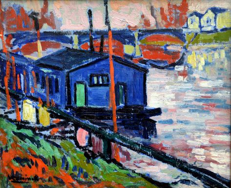 Maurice de Vlaminck - La Seine et Le Pecq, 1906 at Kunsthaus Zürich - Zurich Switzerland Maurice De Vlaminck, Fauvism Art, Andre Derain, André Derain, Raoul Dufy, La Seine, Fauvism, Zurich Switzerland, Post Impressionism