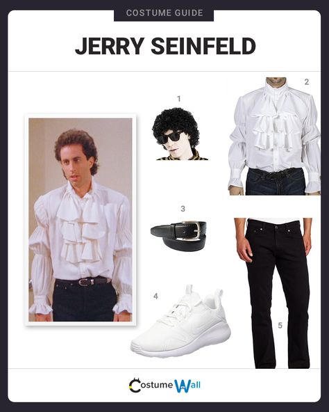 Dress up in the hilarious Puffy Shirt look of Jerry Seinfeld, from the television comedy series Seinfeld. Seinfeld Costume Ideas, Jerry And Elaine Costume, Jerry Seinfeld Costume, Seinfeld Costume Halloween, Seinfeld Halloween Costumes, Seinfeld Costume, Seinfeld Puffy Shirt, Seinfeld Party, Seinfeld Tv Show