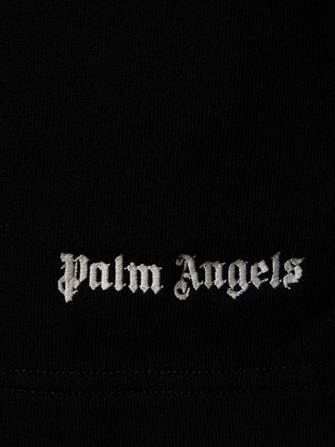 Find PALM ANGELS Cotton Sweat Shorts W/logo on Editorialist. Elastic waistband with drawstring. Embroidered front logo detail. Two side pockets. Model is wearing a sizeM Angel Man, W Logo, College Logo, Sweat Shorts, Palm Angels, Drawstring Shorts, Logo Embroidered, Cotton Shorts, Mens Bottom