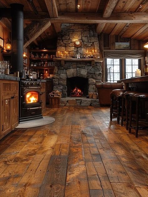 Interior Log Cabin, Cabin Living Room Decor, Rustic Country Homes, Hunting Cabin Decor, Carriage House Plans, Log Cabin Rustic, Country House Interior, Farm Houses, Tiny Cabins