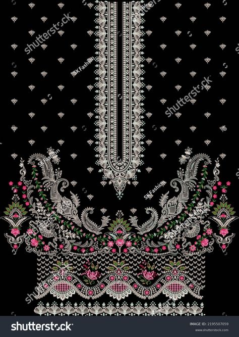 Beautiful Modern Embroidery Neckline Paisley Style Stock Illustration 2195507059 | Shutterstock Shirt Layout, Embroidery Neckline, Neckline Embroidery, Flower Pattern Drawing, Paisley Fashion, Borders Design, Border Embroidery, Digital Borders Design, Suits Design