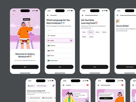 Verbivy - Language Learning Application designed by Muhammad Dani Asyrofi ✨ for Kretya. Connect with them on Dribbble; the global community for designers and creative professionals. Language App Design, Language App, Language Learning App, App Design Ui, Language Learning Apps, Language Apps, Mobile App Icon, Uiux Design, Learning Apps