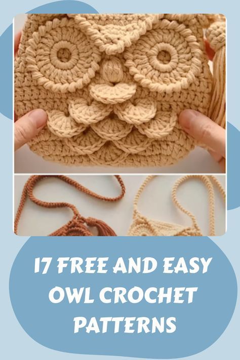 If you want to crochet an owl, look no further! In this article you'll find owl amigurumi, owl scarfs, owl bags and more. Owl Bags Pattern, Trendy Crochet Bags 2023, Owl Crochet Bag Pattern Free, Owl Crochet Bag, Owl Bag Crochet, Owl Bag Crochet Free Pattern, Crochet Owl Basket Free Pattern, Owl Purse Pattern Free, Owl Scarf Crochet Pattern Free