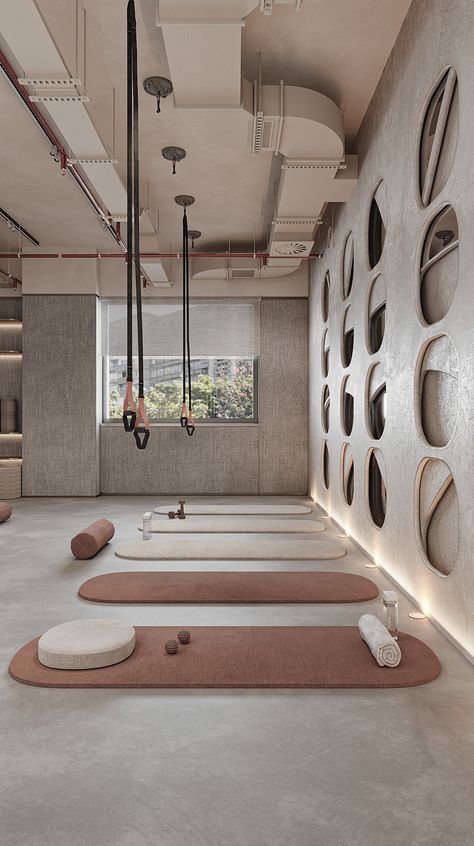 Pilates Yoga Studio, Pilates Room, Healthcare Interior Design, Yoga Studio Design, Healthcare Architecture, Gym Interior, Wellness Studio, Wellness Community, Sauna Design