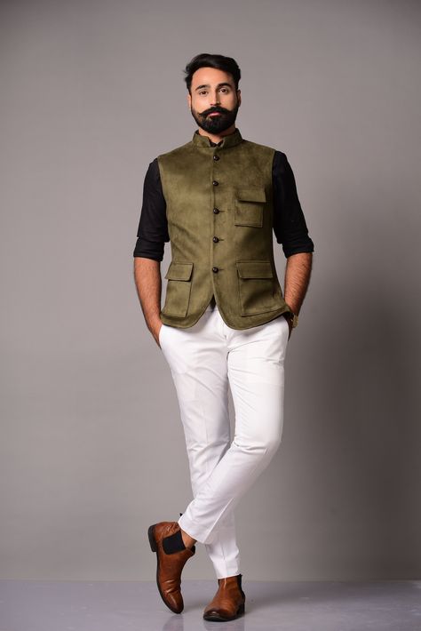 Buy Semi Formal Half Jackets in Premium Silky Smooth Shiny online on Etsy India. Shop for handmade, vintage and unique Mens Jackets & Coats items from Rajanyas online on Etsy Nehru Jacket For Men, Half Jacket, Mens Kurta, Nehru Jackets, Fitted Suit, Pocket Jacket, Formal Looks, Tailored Jacket, Pant Shirt