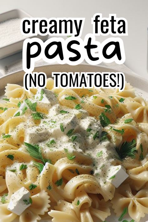 This feta pasta sauce without tomato is a great option if you’re not a tomato lover! It’s creamy, rich, and slightly tangy, and tastes incredible. Spruce it up with fresh or dried herbs, or Italian seasoning, and serve with crusty garlic bread. So yum! Tomatoes Feta Pasta, Feta Pasta Without Tomatoes, Feta Pasta No Tomato, Feta Cheese Pasta Sauce, Feta Sauce Pasta, Feta Cream Sauce, Pasta Dishes Without Tomato Sauce, Pasta Without Tomato Sauce, Pasta Without Tomatoes