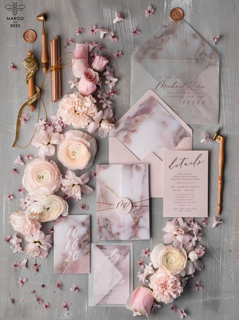 $5.80 Pink Wedding Cards, Marble Wedding Invitation, Romantic Wedding Stationery, Marble Invitation Wedding, Shine Wedding Invitations, Chic Invitation, Blush Pink Wedding, Bespoke Wedding Invitations, Marble Wedding