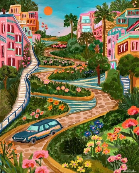 Lombard Street San Francisco, Cute Summer Wallpapers, Lombard Street, Cocoppa Wallpaper, San Fran, Cute Patterns Wallpaper, Art Collage Wall, Summer Wallpaper, Dreamy Art