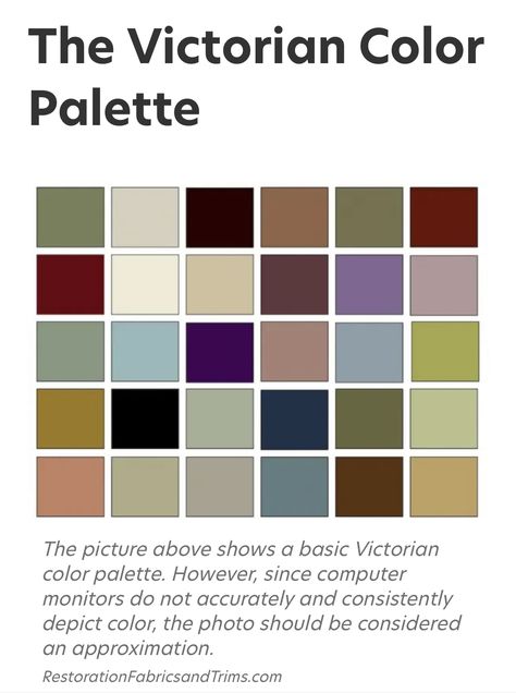 Victorian Color Schemes Interior, Victorian Paint Colors Interior Colour Schemes, Victorian Colour Scheme, 1850s Home Decor, Edwardian House Aesthetic, Victorian Colors Palette Interiors, Edwardian Colours Palette, Victorian Wall Colors, 1910s Color Palette