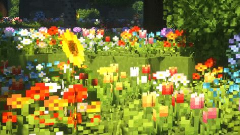 Minecraft Gifs Aesthetic, Minecraft Flowers Aesthetic, Minecraft Flowers, Google Backgrounds, Pc Background, Flower Banner, Minecraft Aesthetic, Gif Background, Minecraft Banners