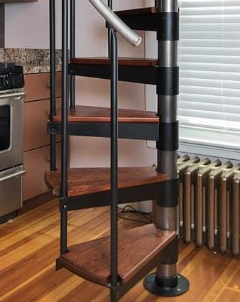 Loft Bedroom With Spiral Staircase, Hidden Spiral Staircase, Tiny Spiral Staircase, Short Spiral Staircase, Narrow Spiral Staircase, Smallest Staircase, Stairs In Small House, Small Staircase Design, Tiny Home Stairs