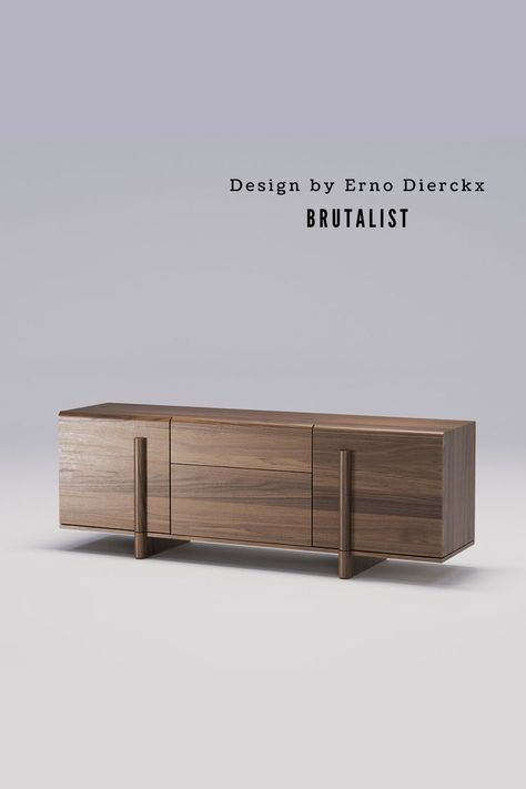 Drawing inspiration from the captivating brutalist design, this remarkable sideboard embraces daring geometric shapes and a clean, minimalist allure. Boasting softly rounded edges meticulously fashioned from the finest walnut or oak wood, it ensures longevity while highlighting the innate charm of natural textures that seamlessly complement its precisely proportioned volume. Follow us for more decor inspirations! Sideboard Luxury, Console Unit, Contemporary Sideboard, Unit Design, Brutalist Design, Sideboard Furniture, Oak Wood, Natural Texture, Luxury Living