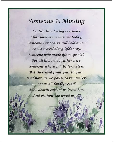 Someone is Missing DIGITAL DOWNLOAD Memorial Poem - Etsy Loss Of A Sister, Sister Memorial, Remembrance Poems, Son Poems, Father Poems, Sympathy Poems, Loss Of Son, Memory Quotes, In Loving Memory Quotes