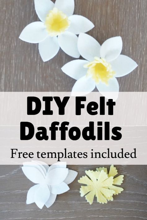 diy felt daffodil flower easy craft for home decor and other DIY projects How To Make Daffodil Flowers, Felt Daffodil, Daffodil Craft, Felt Flowers Patterns, March Crafts, Hanging Craft Ideas, Felt Flowers Diy, Gumpaste Flowers, Hanging Craft