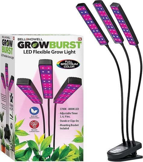 Amazon.com: Bell+Howell Growburst 24” Indoor Plant Growing Lamp with 8 Brightness Settings, 3 Light Modes Including Full Spectrum UV Light As Seen On TV : Patio, Lawn & Garden Plants Lighting, Indoor Plant Lights, Indoor Grow Lights, Plant Light, Light Panels, Grow Lights For Plants, Led Grow Light, Growing Plants Indoors, 9 Hours