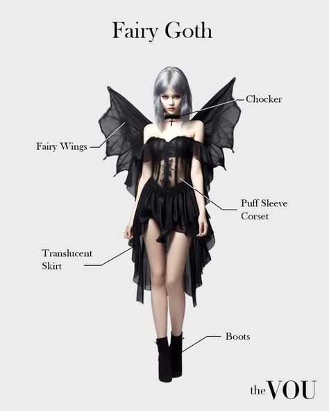 Black Fairy Aesthetic Costume, Emo Fairy Costume, Dark Fairy Inspired Outfit, Goth Renfaire Outfits, Dark Woodland Fairy Costume, Dark Fairy Hairstyles, Victorian Goth Hair, Gothic Fairy Outfit, Dark Fairy Hair