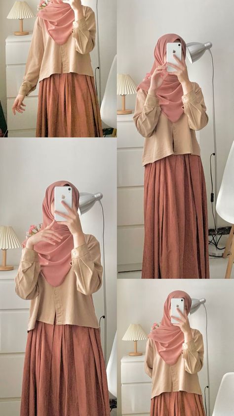 Hijabi Simple Outfits, Muslimah Aesthetic Outfit, Summer Muslim Outfits Casual, Muslimah Outfit Ideas, Cute Hijab Outfits, Outfit Kuliah Hijab, Cute Muslim Outfits, Outfit For Hijab, Muslim Fashion Dress Simple