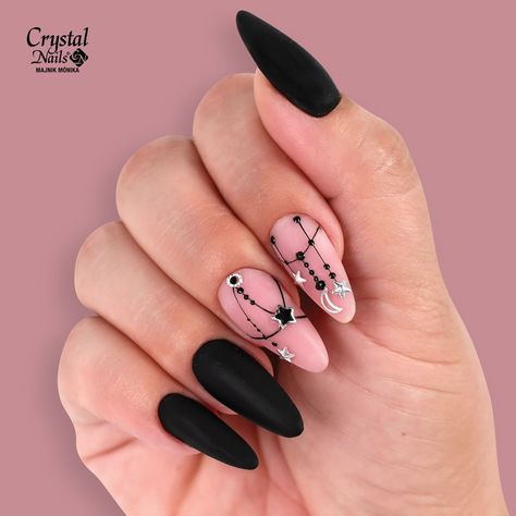 Crystal Nails USA💅💎 στο Instagram: "Daily nail inspiration: matte black dream catcher nails 🔮🔮⁠ ⁠ For the base:⁠ 3S12 black 3 Step CrystaLac (gel polish)⁠ Fusion acrylgel…" Tenerife Nails, Dream Catcher Nails, Wedding Acrylic Nails, Wedding Acrylic, Black Dream Catcher, Daily Nail, Crystal Nails, Nail Inspiration, Matte Nails