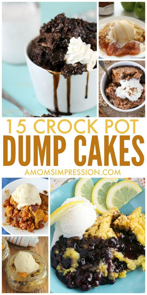 Crock Pot Dump Cake Recipes are super easy and simply one of the best slow cooker desserts you can make. Get recipes for chocolate, apple, cherry, peach, strawberry and more most with 3 ingredients or less! #crockpot #slowcooker #slowcookerdesserts #apple #cherry #dumpcake #desserts Crock Pot Dump Cake, Dump Cake Crockpot, Crock Pot Dump, Slow Cooker Cake, Crockpot Cake, Chocolate Dump Cake, Chocolate Apple, Crockpot Dessert Recipes, Peach Strawberry