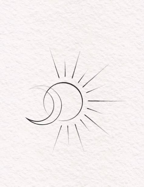 Fineline Sun And Moon Tattoo, Sun N Moon Tattoo, Sun And Moon Line Tattoo, Moon Tattoo Feminine, Fineline Moon Tattoo, Moon Line Art Tattoo, Sun Line Tattoo, Small Line Art Tattoos, Sonne Mond Tattoo