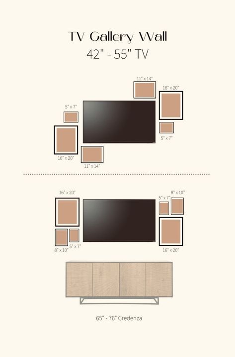 Photos On Tv Wall, Tv Frame Wall Design, Entryway Tv Wall, Photo Frames Around Tv, Family Photos Around Tv, Frame Arrangement On Wall Living Rooms, Decorating Around Tv In Bedroom, Samsung Frame Tv Decor, Tv Wall With Photo Frames