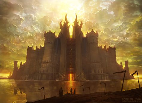 Moat by noahbradley on DeviantArt Noah Bradley, 다크 판타지, Fantasy City, Fantasy Castle, Fantasy Setting, Fantasy Places, Art Et Illustration, Fantasy Artist, Fantasy Concept Art