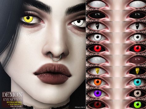 Sims 4 Praline Sims ND Demon Eyes V/3 (+Heterochromia) N144 Vampire Eyes, Sims 4 Cc Eyes, Scary Eyes, Eye Texture, Makeup Cc, Demon Eyes, The Sims 4 Packs, Sims 4 Cc Makeup, Sims 4 Cc Skin