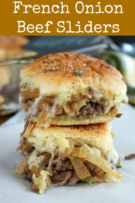 French Onion Beef Sliders, French Onion Beef, Protein Sandwich, Easy Slider Recipes, Slider Sandwiches, Beef Sliders, Dinner Recipes For Family, Mini Sandwiches, Slider Recipes