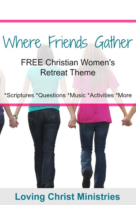 Welcome to one of our free Christian women's retreat theme ideas, Where Friends Gather. In this post, you'll find scriptures, activities, songs, and more. #womensministry #friendship #ministryideas #retreatresources #womensretreats Christian Retreat Themes, Church Group Activities, Womens Retreat Themes, Retreat Planning, Retreat Activities, Christian Retreat, Retreat Themes, Womens Ministry Events, Spiritual Retreats