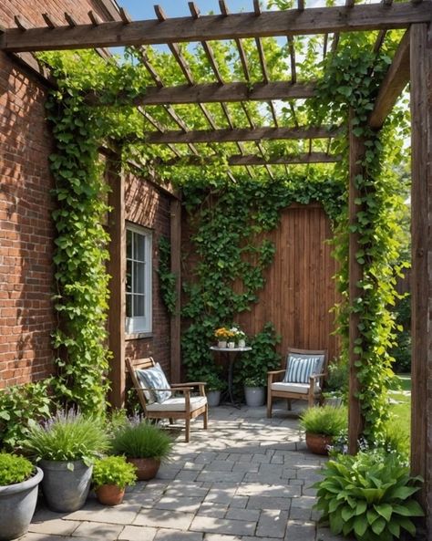 20 Pergola Ideas For Your Next Backyard Project – ToolzView Outdoor Pergola Sitting Area, Nature, Pergolas, Front Pergola Ideas, Small Outdoor Pergola Ideas, Pergola Aesthetic, Pergola Between House And Garage, Pergola On Deck Attached To House, Small Pergola Ideas Backyards