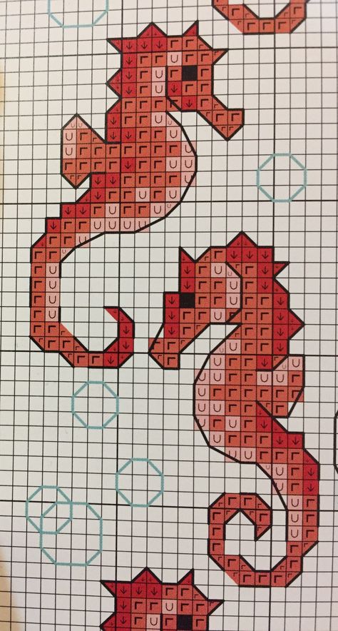 Seahorse Cross Stitch Pattern, Seahorse Cross Stitch, Cross Stitch Sea, Cross Stitch Bookmarks, Mini Cross Stitch, Cross Stitch Baby, Seahorses, Cross Stitch Animals, Bead Loom Patterns