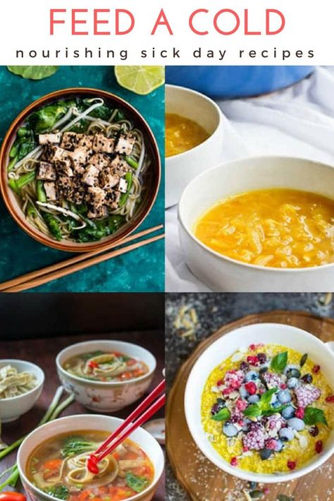 Foods to Eat When You Have a Cold: This cold and flu season, keep yourself hydrated and fortified with these vegan and vegetarian recipe ideas. #sick #recipes #vegan #soup #sickday via @champagneta0249 Comfort Food When Sick, Best Sick Food, Food When Sick, Soup For Sick, Vegetarian Food List, Eat When Sick, Sick Food, Healing Soup, Food To Eat