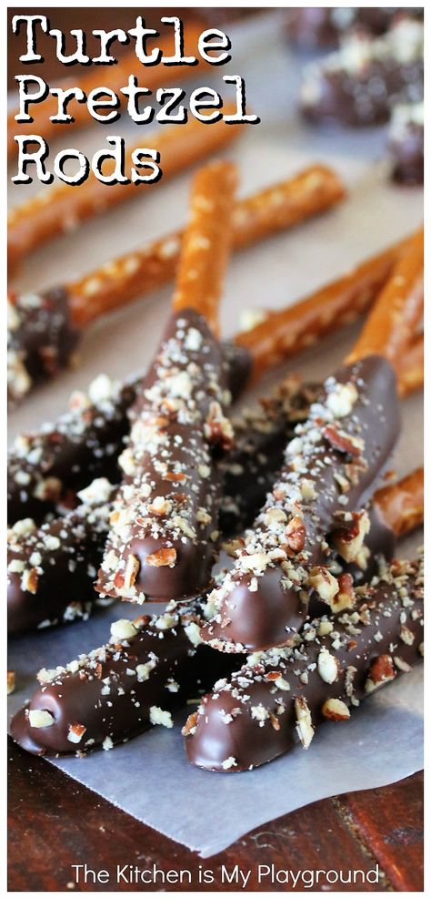 Chocolate And Caramel Pretzel Rods, Mummy Chocolate Covered Pretzels, Candy Dipped Pretzel Rods, Thanksgiving Dipped Pretzels, Caramel Chocolate Covered Pretzel Rods, Chocolate Dipped Licorice, Turtle Pretzels Holiday Treats, Chocolate Dip Pretzel Rods, Caramel Chocolate Dipped Pretzel Rods