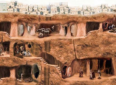 DERINKUYU UNDERGROUND CITY IN CAPPADOCIA, TURKEY - Journey Era Ancient Underground City, Underground City, Secret Passages, Underground Caves, Turkey Tour, Rome Antique, Cappadocia Turkey, Empire Romain, Underground Tunnels