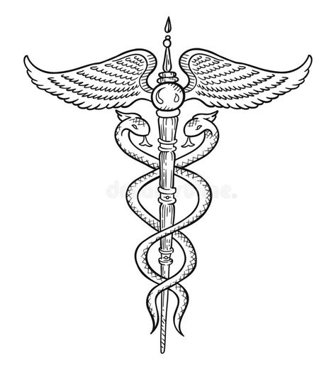 Caduceus Symbol. Wand, or Staff with Two Snakes Intertwined Around it. Hermes or Mercury Greco-Egyptian Mythology. Hand Stock Vector - Illustration of care, magic: 198107058 Two Snakes Intertwined, Snakes Intertwined, Hermes Tattoo, Two Snakes, Medical Sign, Caduceus Symbol, Medical Brochure, Magic Hands, Greek Design