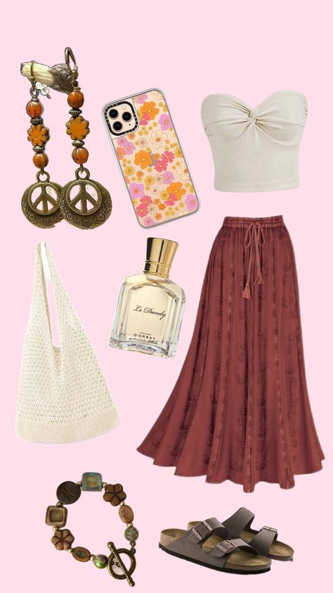 Hippie outfits Woodstock Aesthetic Outfit, August School Outfits, Flower Child Aesthetic Outfit, Vintage Hippie Outfits, Western Whimsical, Hippie Witch Outfits, Modern Hippie Outfits, Hippie Outfits Aesthetic, Hippie Girl Outfits