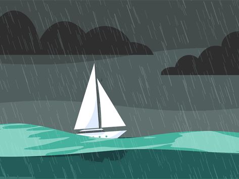 Animated Gift Art, River Animation, Boat In A Storm, Ocean Animation, Boat Animation, Storm Illustration, Wave Gif, Wave Animation, Water Animation