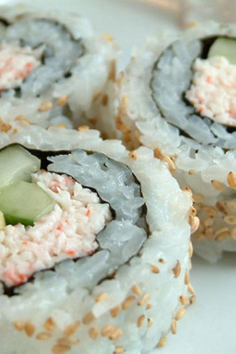 California Crab Rolls (Sushi) California Roll Recipes, Crab Sushi, California Roll Sushi, Crab Rolls, Crab Stick, California Roll, Seafood Appetizers, Sushi Recipes, Sushi Rolls