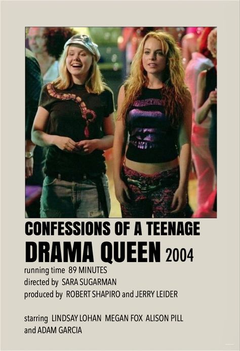 Confessions Of A Teenage Drama Queen Poster, 00s Movies, Polaroid Movie Poster, Queen Movie, Film Polaroid, Pink Movies, Teenage Drama, The Baby Sitters Club, Iconic Movie Posters