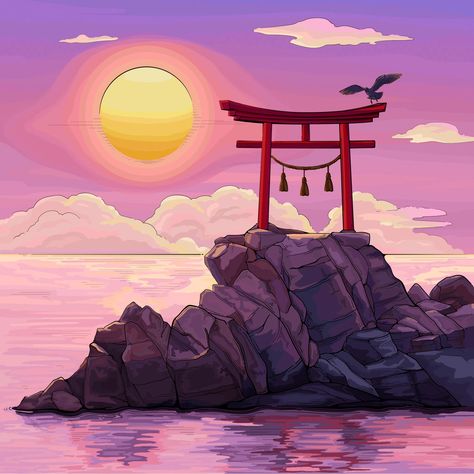 Japan Aesthetic Art, Round Gazebo, Asian Party, Asian Drawing, Minimalist Japanese, Zen Colors, Dreamy Artwork, Japan Aesthetic, Art Easy