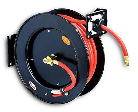 REELWORKS Air-Hose-Reel Retractable 3/8" x 50' Max 300 Spring Driven Steel Construction Heavy Duty Industrial PSI Premium Commercial SBR Rubber Hose: Amazon.com: Industrial & Scientific Range Cable, Air Hose Reel, Hose Reels, Spring Drive, Rubber Hose, Hose Holder, Steel Drum, Hose Reel, Air Hose