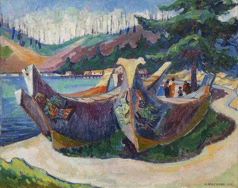 Emily Carr Paintings, Tom Thomson, Vancouver Art Gallery, Emily Carr, Canadian Painters, Group Of Seven, Canoes, Canadian Art, Post Impressionists