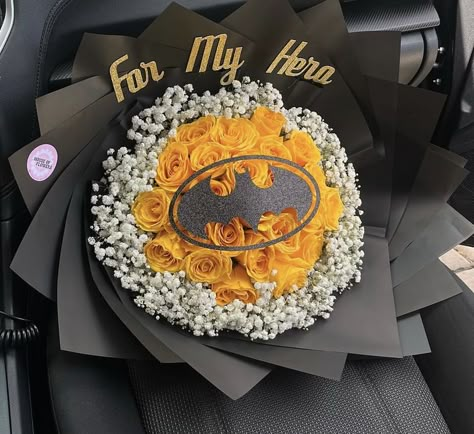 Eternal Rose Bouquet For Men, Batman Eternal Rose Bouquet, Batman Ribbon Bouquet, Batman Flower Bouquet, Ramos For Men, Flowers For Him Boyfriends Man Bouquet, Guy Bouquet, Bouquet Ideas For Men, Ramos For Guys