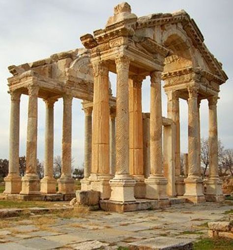 Depicted is one fine example of many of a Temple of Aphrodite. This one is located in the ancient Greek city of Aphrodisias in present day Turkey a city that contains one of the oldest groupings of Greek archeological ruins in all of Turkey. Description from jerryandgod.com. Searched for on bing.com/images Aphrodite Temple, Temple Of Aphrodite, Mighty Girl, Ancient Greek City, Greek City, Greek Temple, Roman Republic, Kusadasi, Roman Architecture